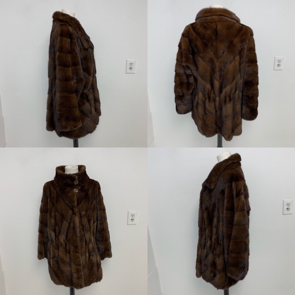 Manakas Frankfurt Germany Genuine Natural Mink brown Fur Coat Sz 44 US XL - Picture 17 of 17